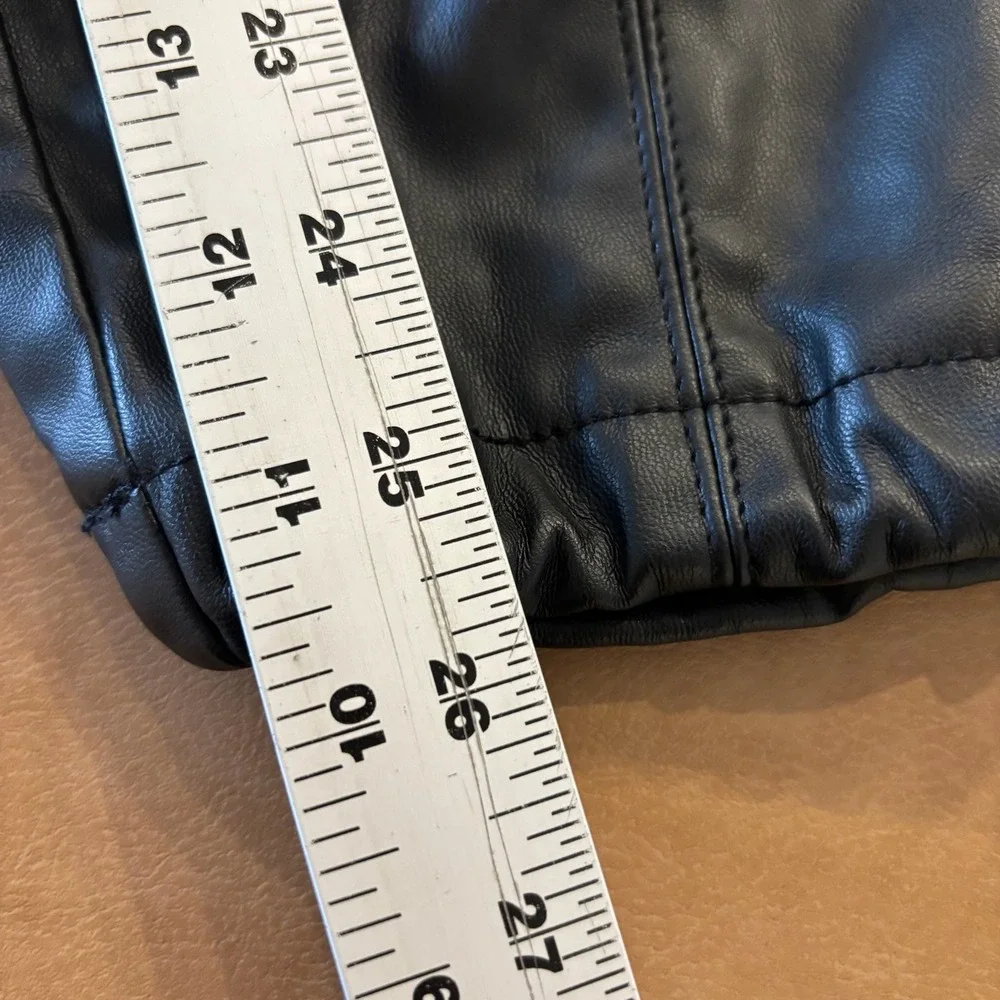 Zara NWT Women Faux Leather Jogger Pants Black Elastic Waist Drawstring Small - Picture 5 of 10